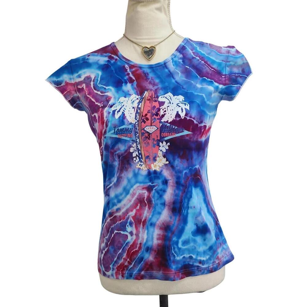 Tommy Hilfiger. Y2K, Reworked Ice Tie-Dye T-Shirt w/ Graphic Print. Size: S
